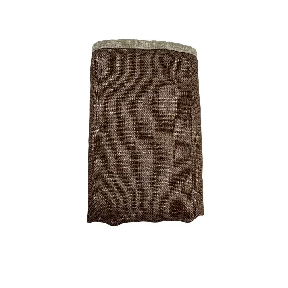 POTTERY BARN One Pillow Cover 20x20 Brown Jute Cotton Linen Textured Zip Square